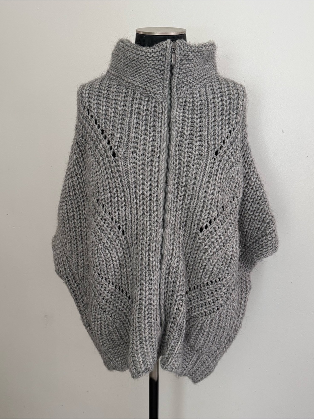 Anthropologie Elsamanda Alpaca Blend Chunky Knit Zip Cardigan